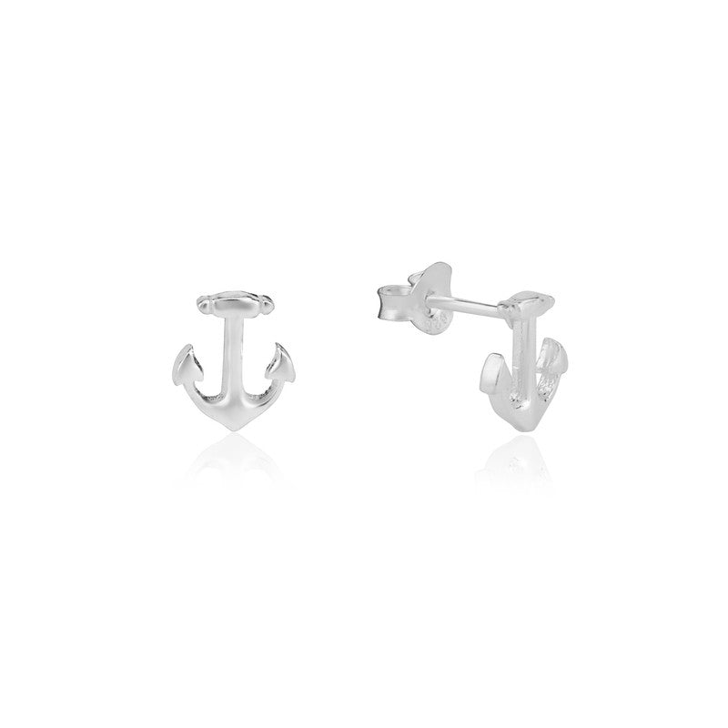 Pure 925 silver anchor earrings – minimalist festive jewellery for women, ideal for Diwali, Navratri, and gifting.
