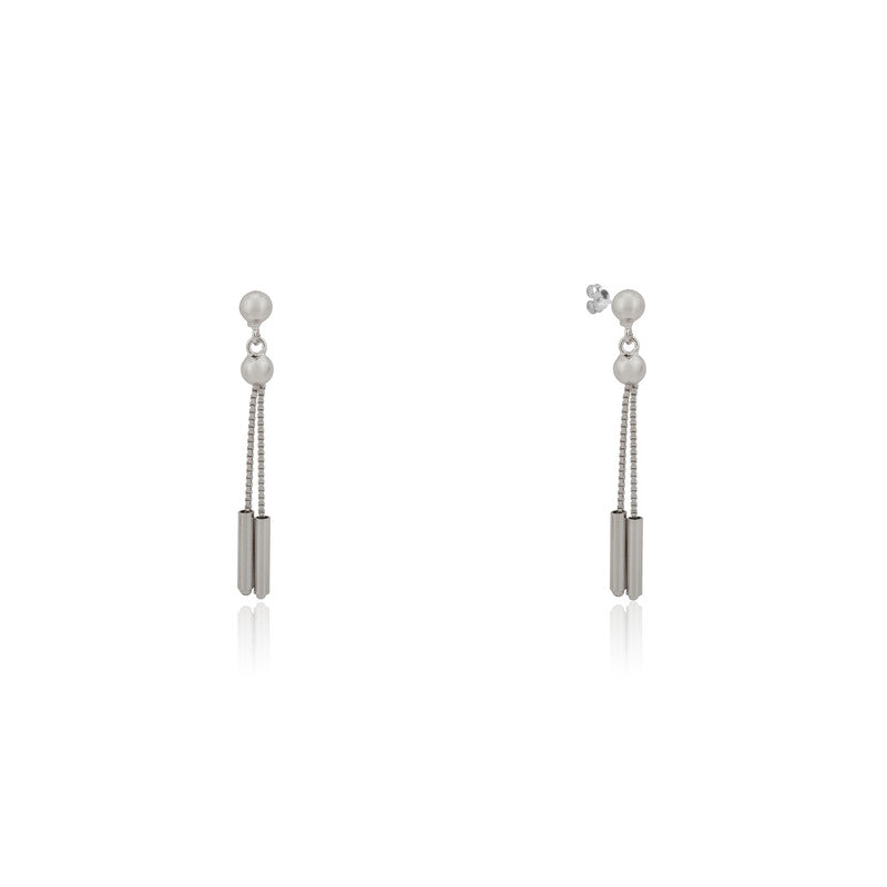 Pure 925 silver ball and chain drop earrings – delicate festive jewellery for women, ideal for Diwali, Navratri, and gifting.