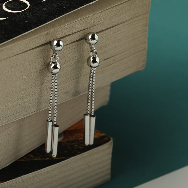 925 sterling silver ball and chain drop earrings – stylish festive gift for Christmas, New Year, and wedding season.