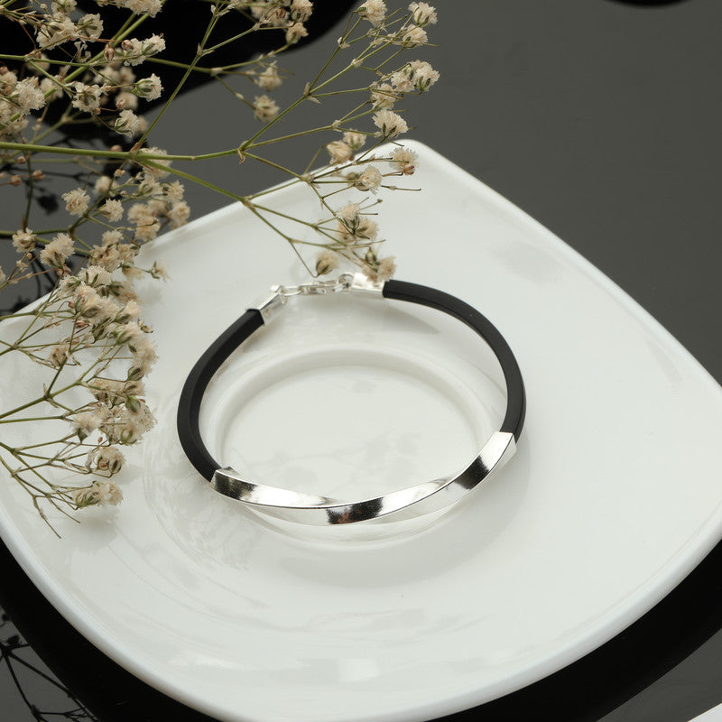 Traditional black bead silver bracelet for festive occasions and puja wear
