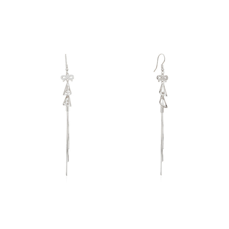 Pure 925 silver bow and bell dangle earrings – delicate festive jewellery for women, ideal for Diwali, Navratri, and gifting.