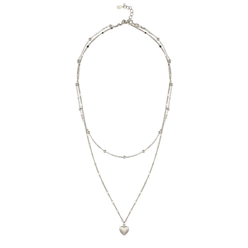 925 silver double heart necklace on white background — thoughtful Raksha Bandhan and Diwali gifting jewelry