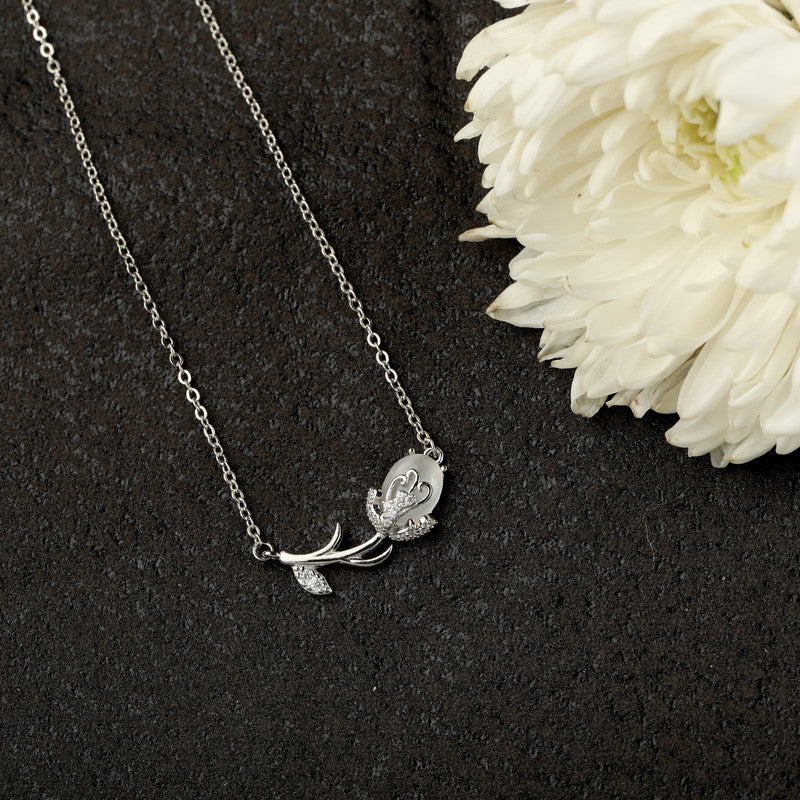 Traditional silver floral branch pendant perfect for festive occasions and puja wear
