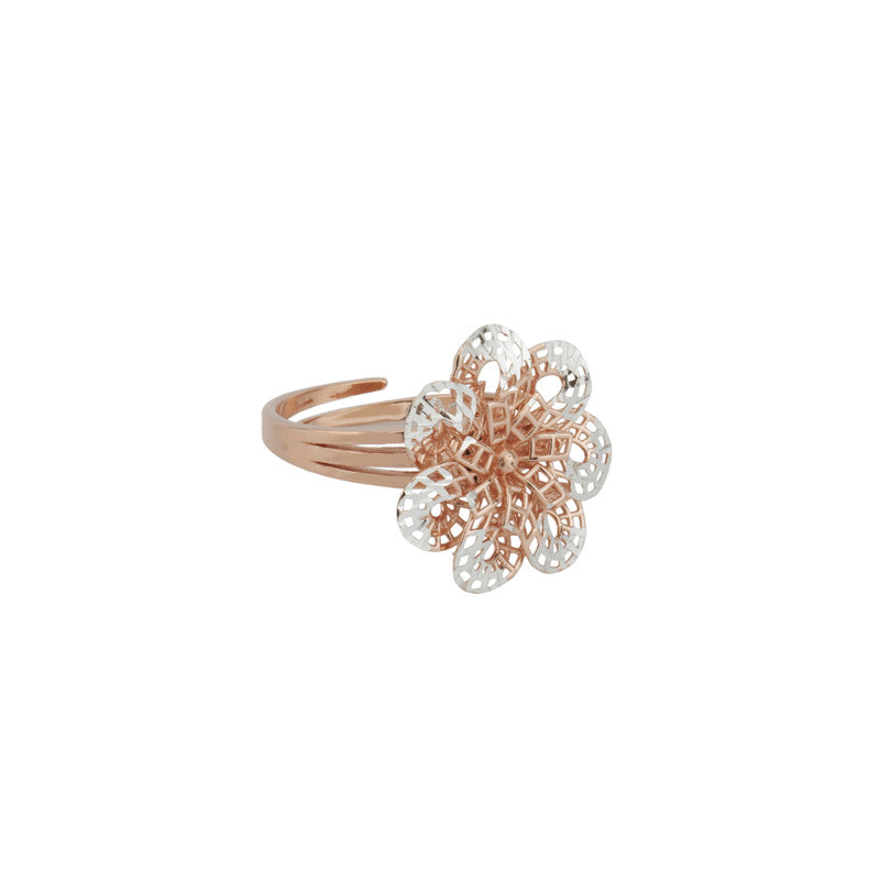 925 silver floral rose gold spinner ring with elegant design, trending Diwali gift for women.