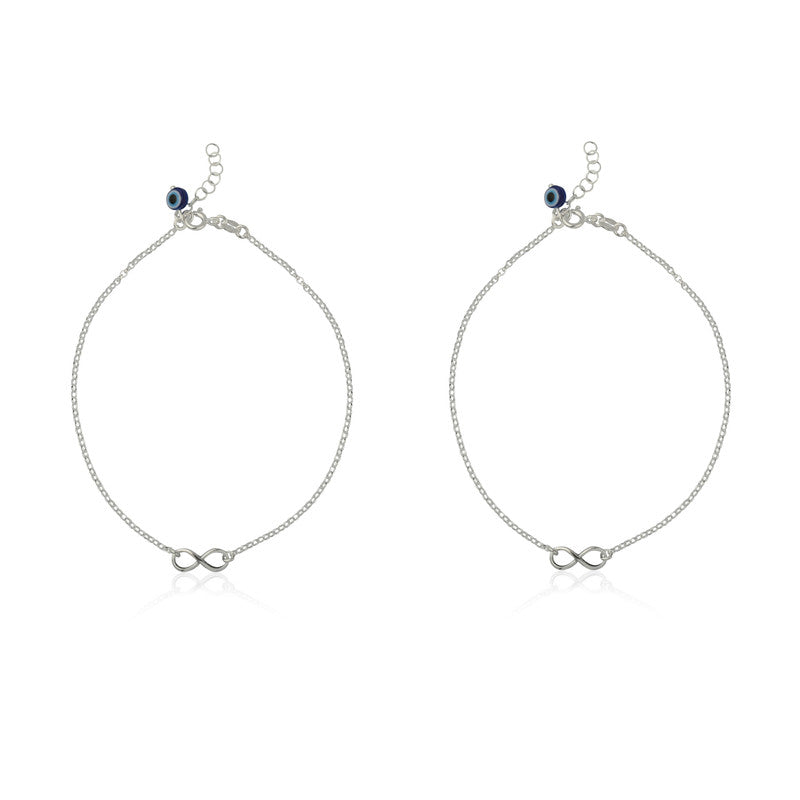 925 silver infinity anklet with sleek charm, meaningful Diwali gift for women.