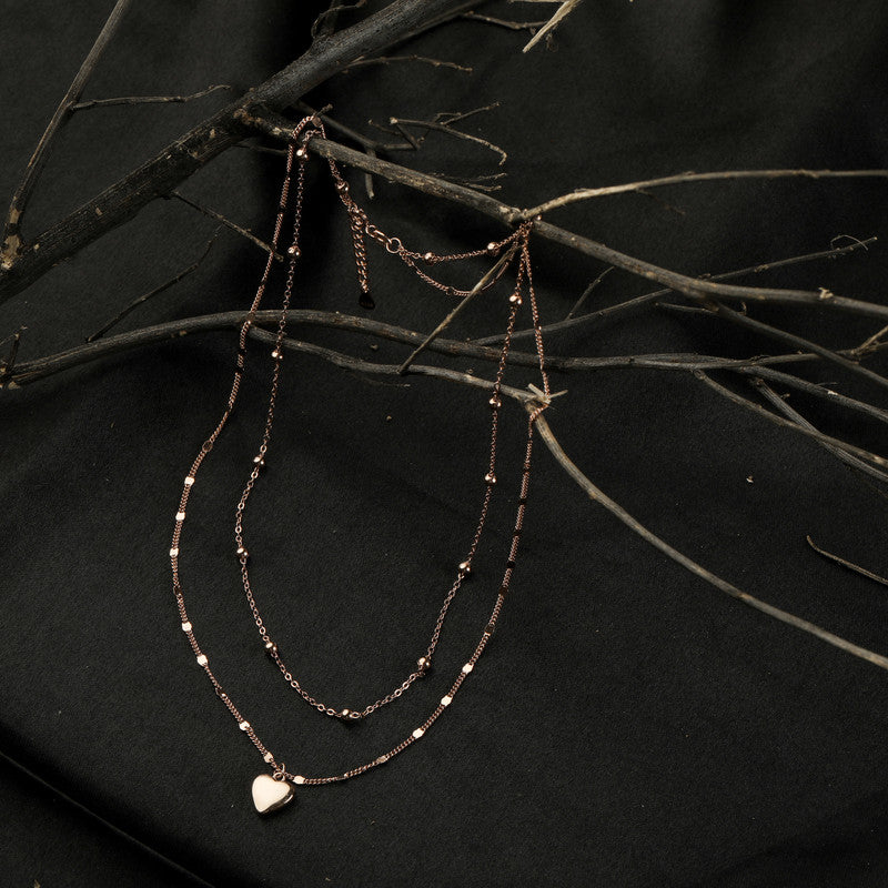 Shimmering 925 silver layered heart necklace, glowing beautifully for Diwali nights and wedding celebrations.