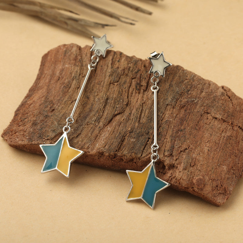925 sterling silver star charm earrings – stylish festive gift for Christmas, New Year, and wedding season.