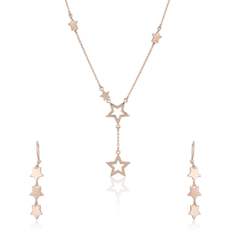 Elegant 925 silver star rose gold necklace, a sparkling festive jewellery piece for gifting.