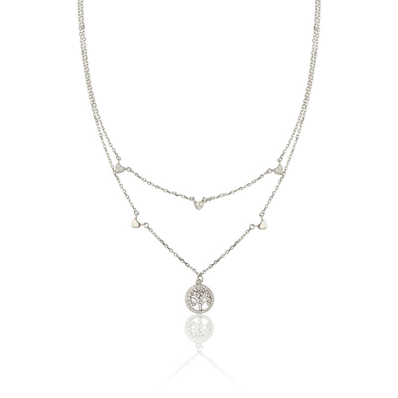 Minimalist 925 silver tree of life layered necklace — perfect for festive gifting.