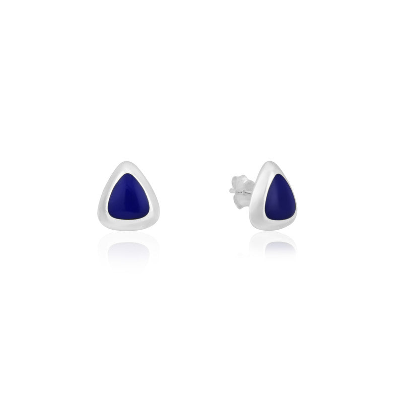 Pure 925 silver triangle stud earrings – minimalist festive jewellery for women, ideal for Diwali, Navratri, and gifting.