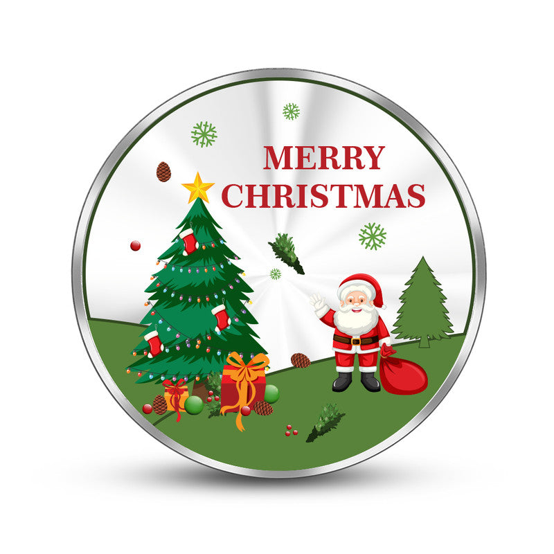 999 Pure Silver Christmas Tree Coin with Santa Claus Design