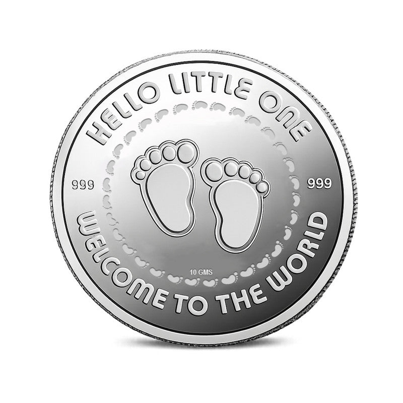 999 Pure Silver Round Coin Hello Little One Baby Feet Design