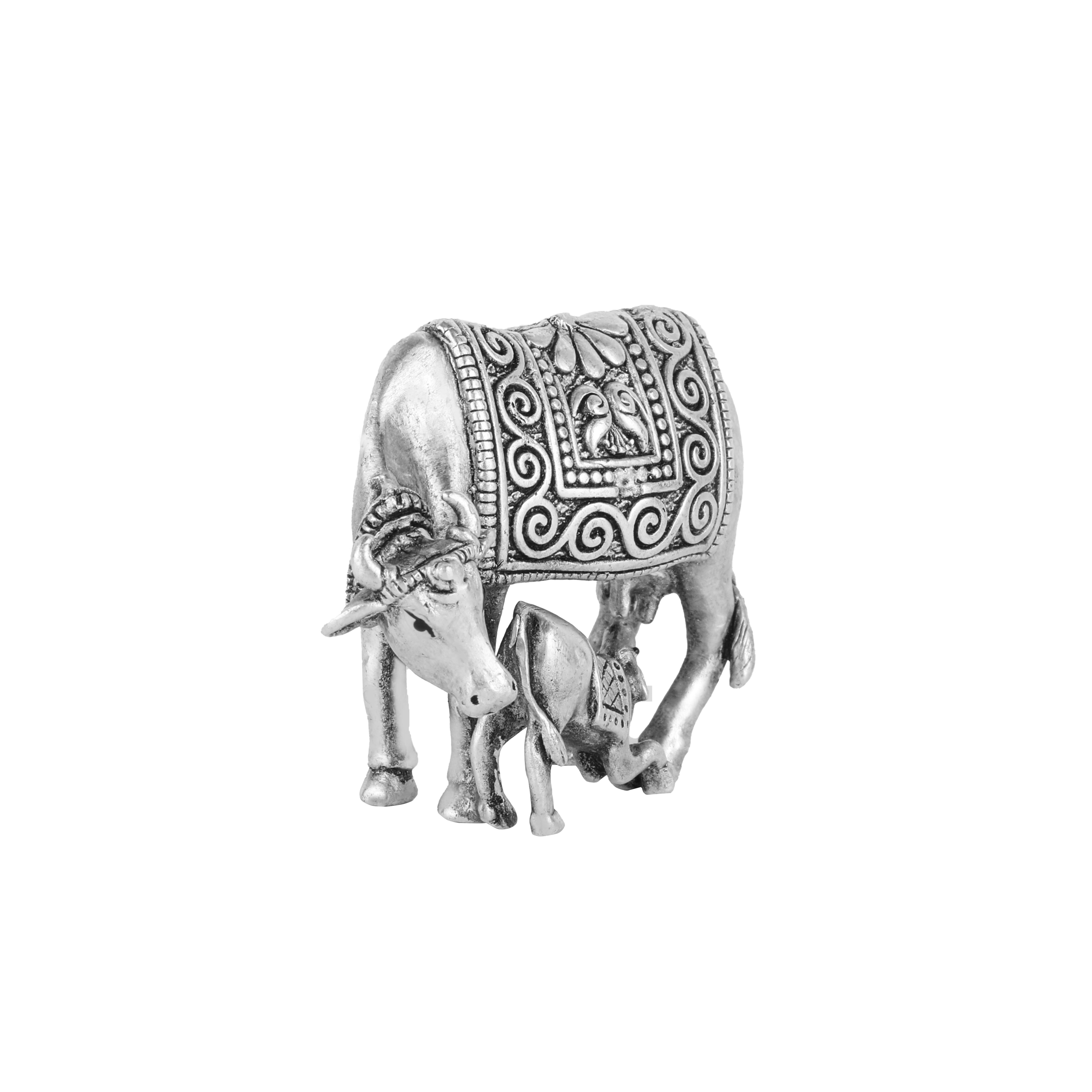 925 Silver Cow and Calf 3D Idol Set