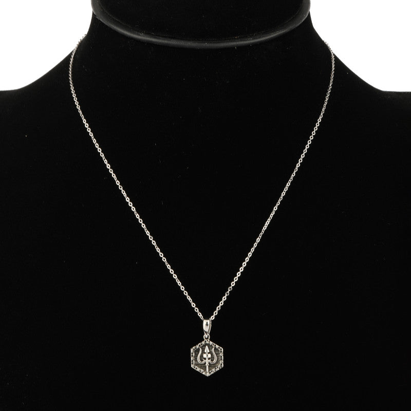 Silver Trishul Hexagon Pendant