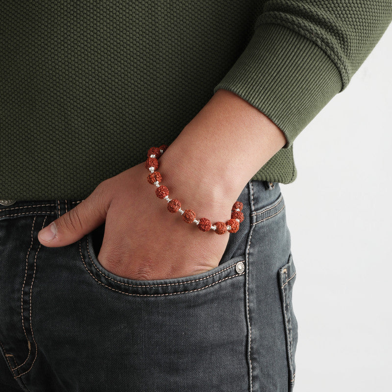 Silver Accents in Rudraksh Bracelet
