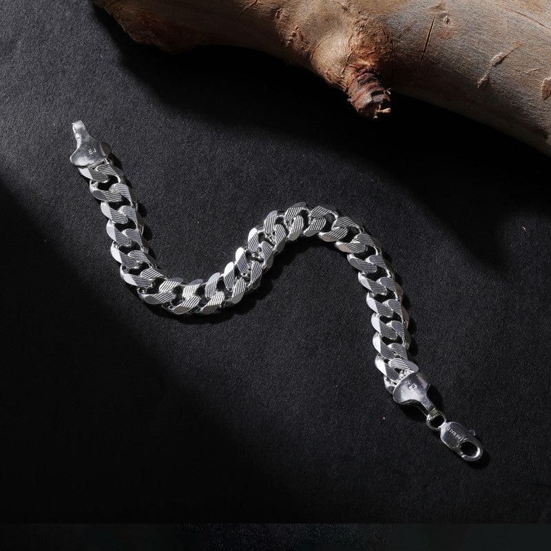 Silver Designer Cuban Link Bracelet