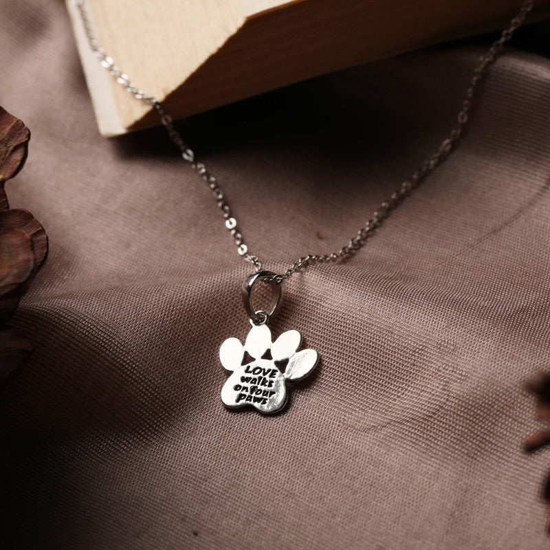 Silver Puppy Paw Pendant