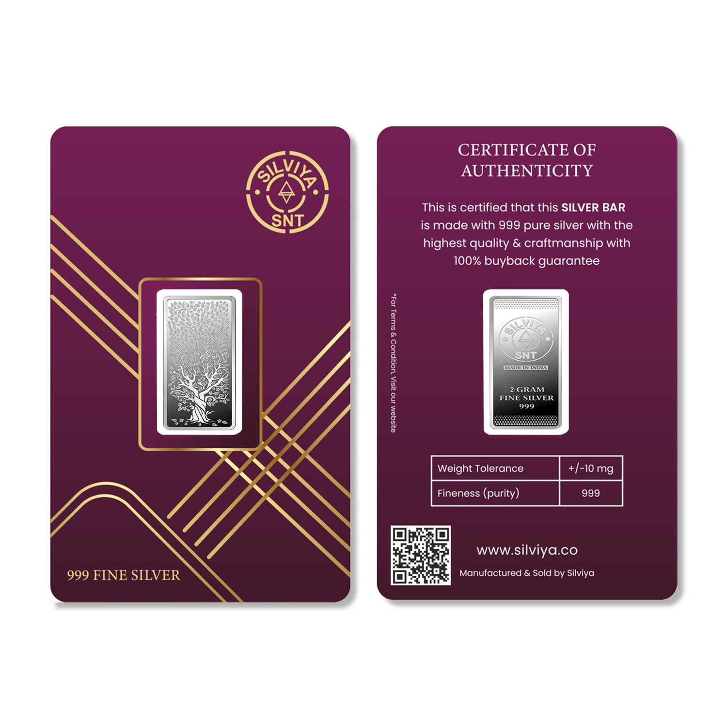 Banyan Tree 999 Pure Silver Bar Shape Coin