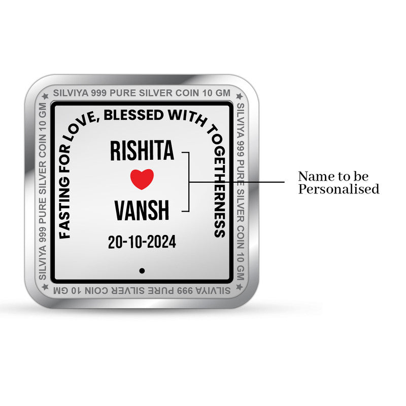 Karva Chauth 999 Pure Silver Square Coin – Design backside
