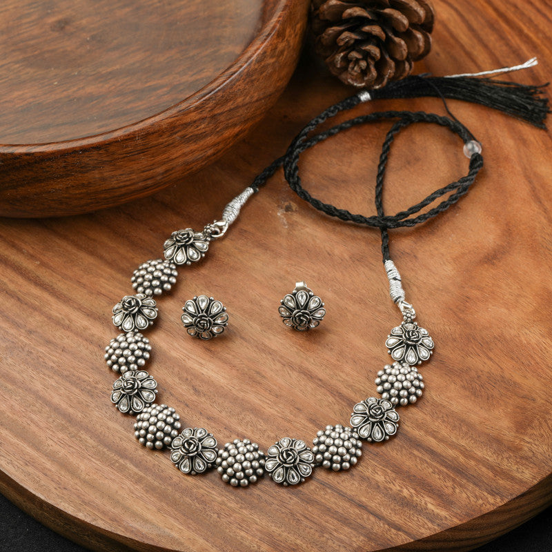 Antique Tribal 925 Silver Necklace displayed on festive prop – Raksha Bandhan and Bhai Dooj gift idea