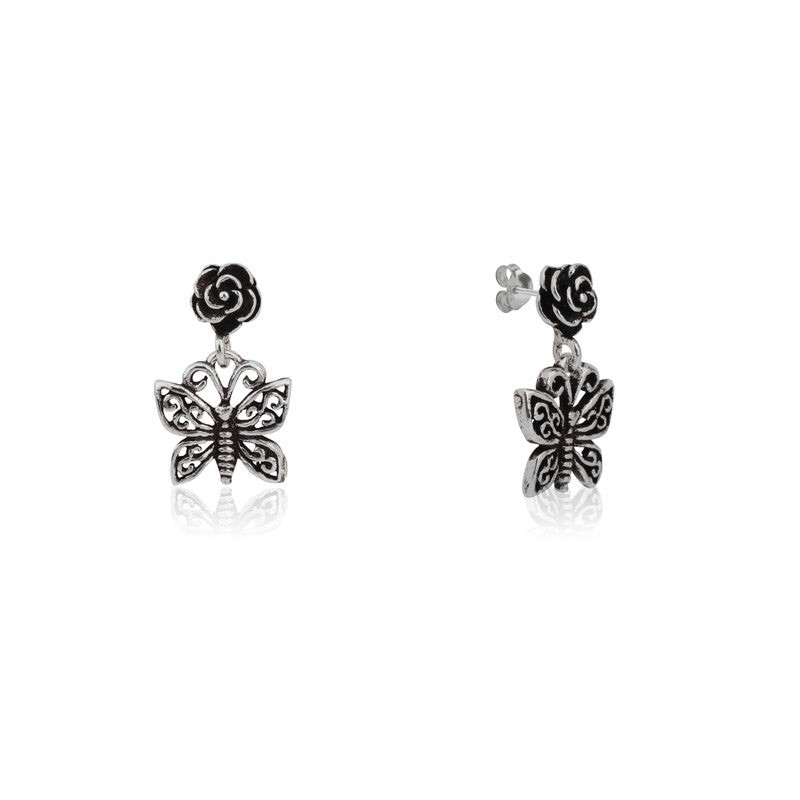 Classic antique silver butterfly earrings – festive season jewelry gift for women during Diwali and weddings