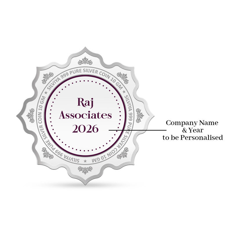 Back Design of Diwali Personalized 999 Pure Silver Lotus Coin