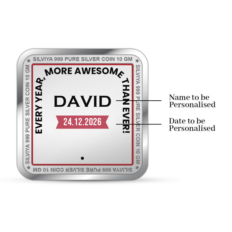 Back Design of Happy Birthday Treat Customized 999 Pure Silver Square Coin
