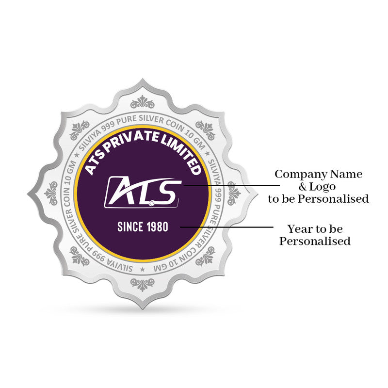 Back Design of Happy Diwali Personalized 999 Pure Silver Lotus Coin