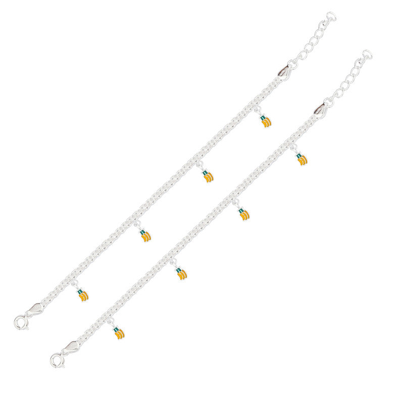 Banana baby girl anklet photographed on plain white background