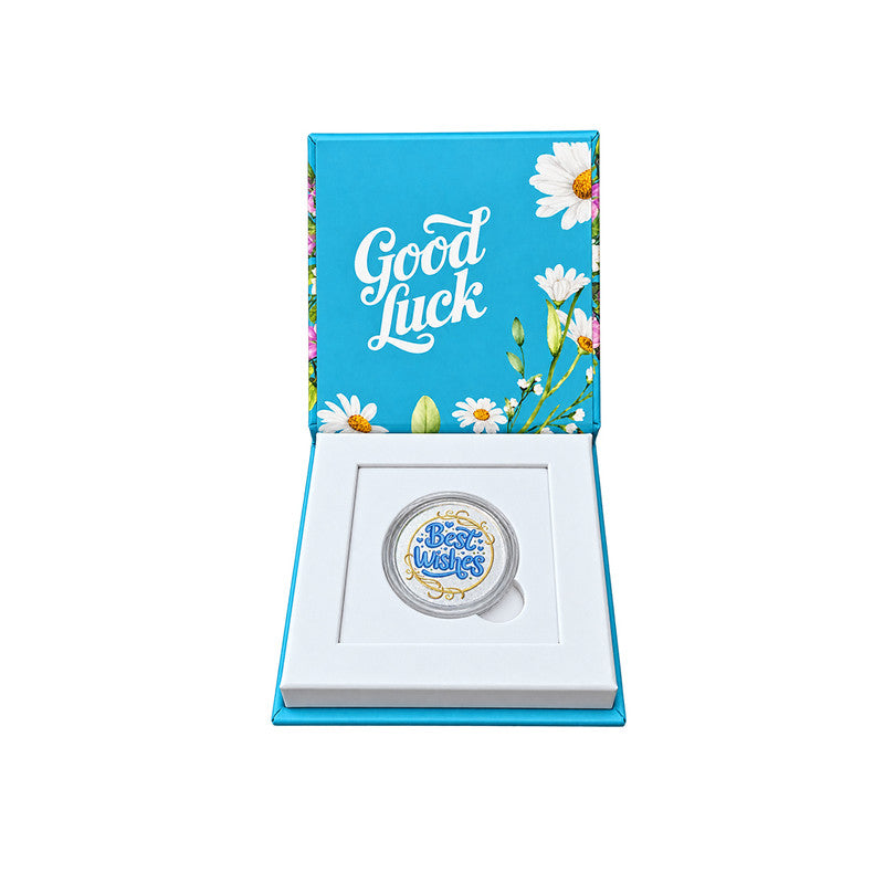 Best Wishes 999 Pure Silver Coin with Premium Blue Gift Box