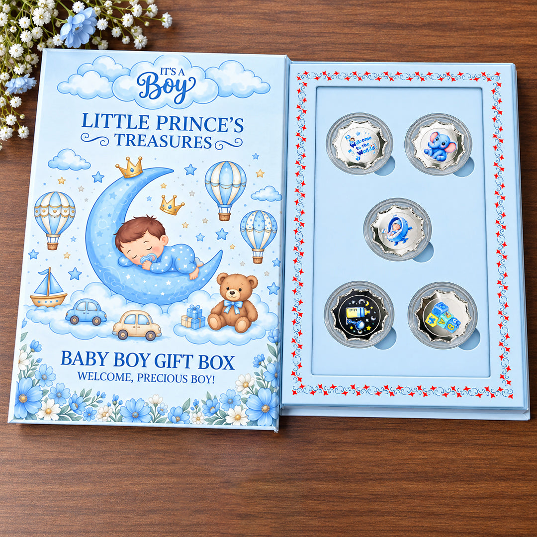 New Born Baby Boy 999 Pure 5 Silver Coin With Box