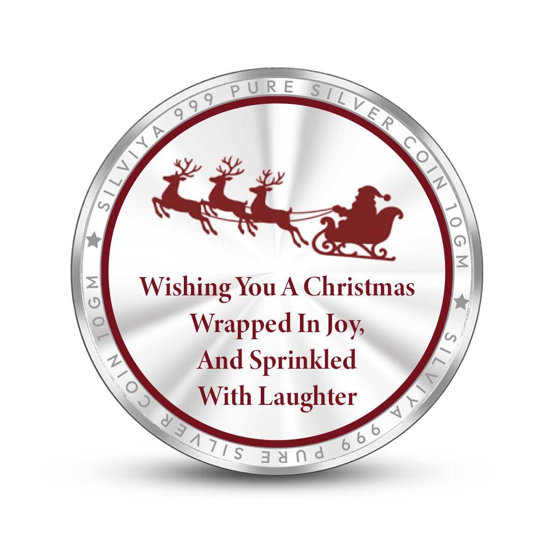 Christmas 999 Pure Silver Coin with Christmas Wishes and Sleigh Design