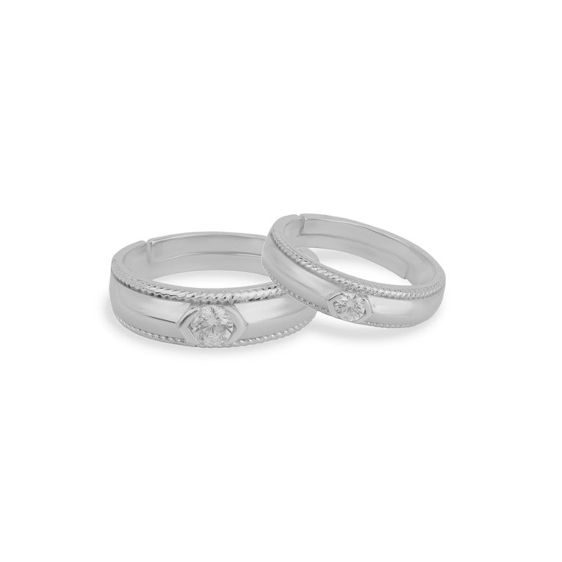 Classy 925 Silver Couple Rings on white background – elegant silver jewelry