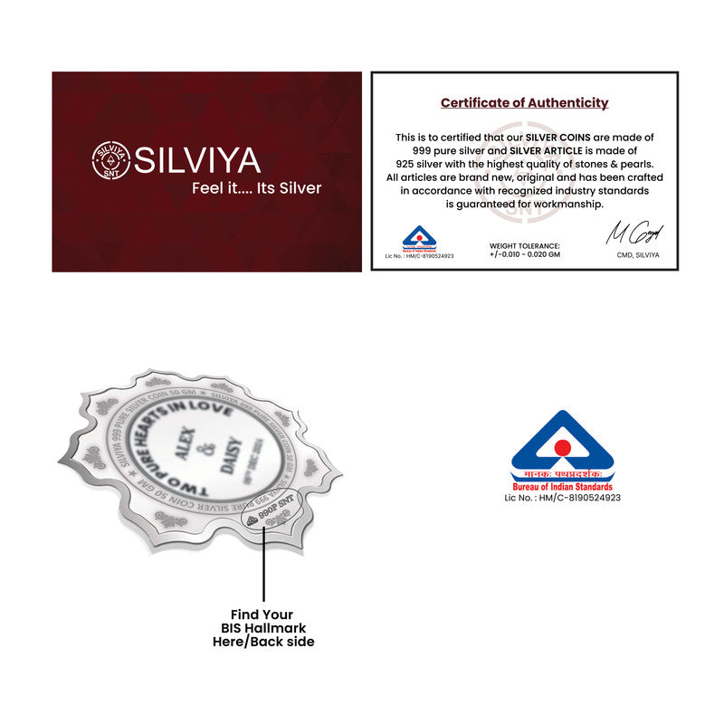 Certificate of Authenticity for 999 Pure Silver 25th Anniversary Lotus Coin