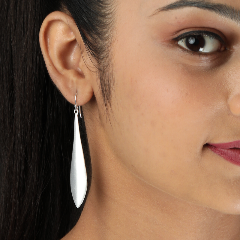Model wearing 925 Silver Dainty Delights Earrings – graceful and lightweight sterling silver jewellery for women.