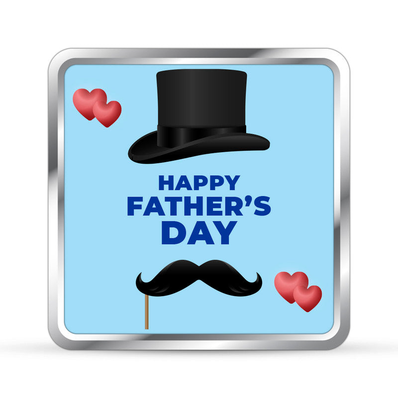 Square 999 silver coin with customised Father’s Day design.