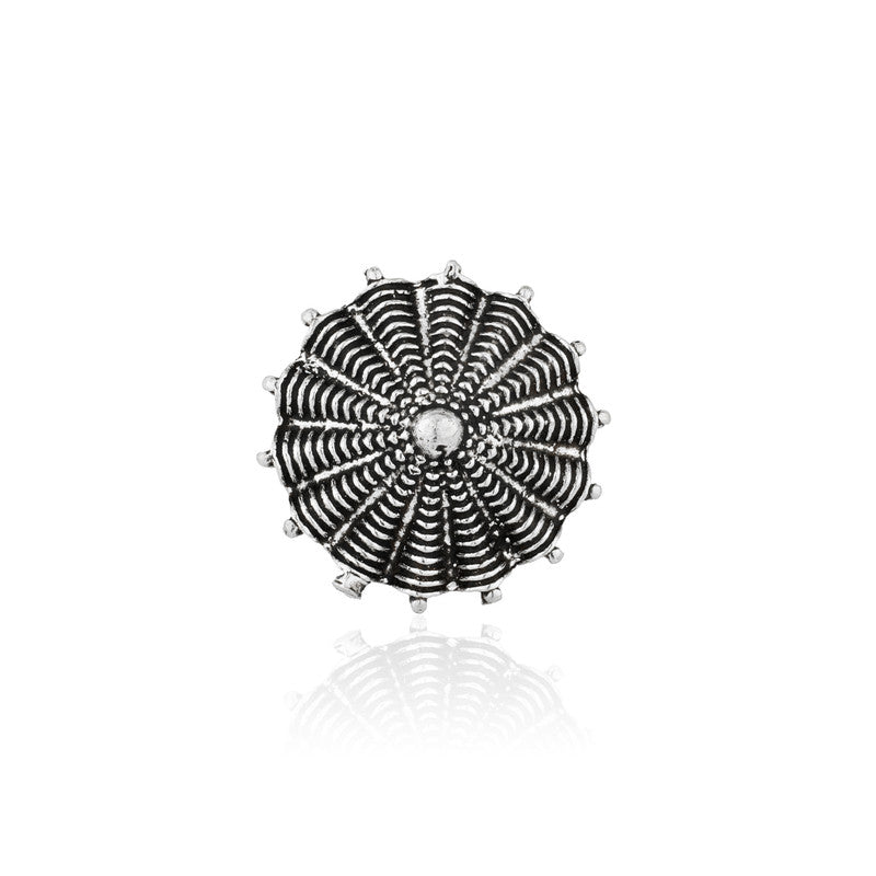 Close-up of Filigree Antique Ring 925 Silver – traditional oxidised silver festive jewellery design