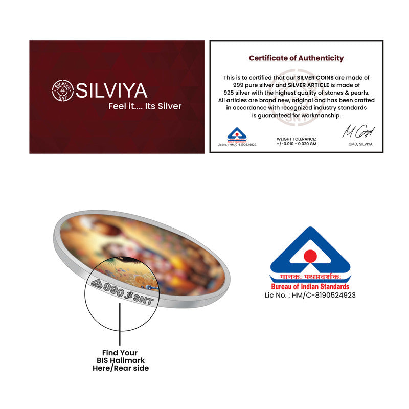 Authenticity certificate for round 999 pure silver Mother’s Day gift coin.