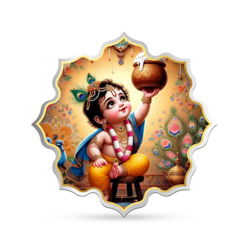 Little Krishna Ji 999 Pure Silver Coin Lotus Shape