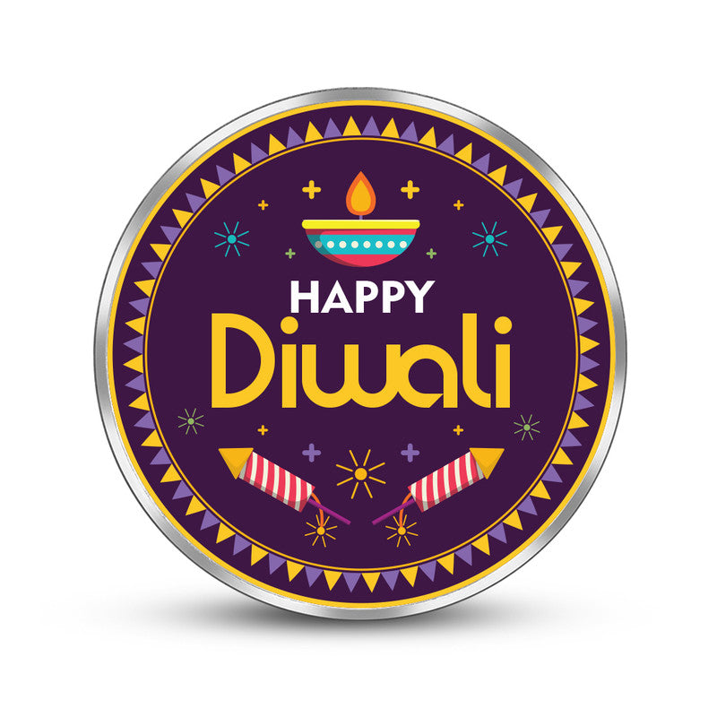 Front Design of Happy Diwali Personalized 999 Pure Silver Round Coin