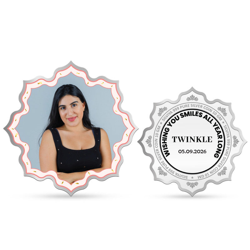 Front and Back Design of Happy Birthday Personalized 999 Pure Silver Lotus Coin