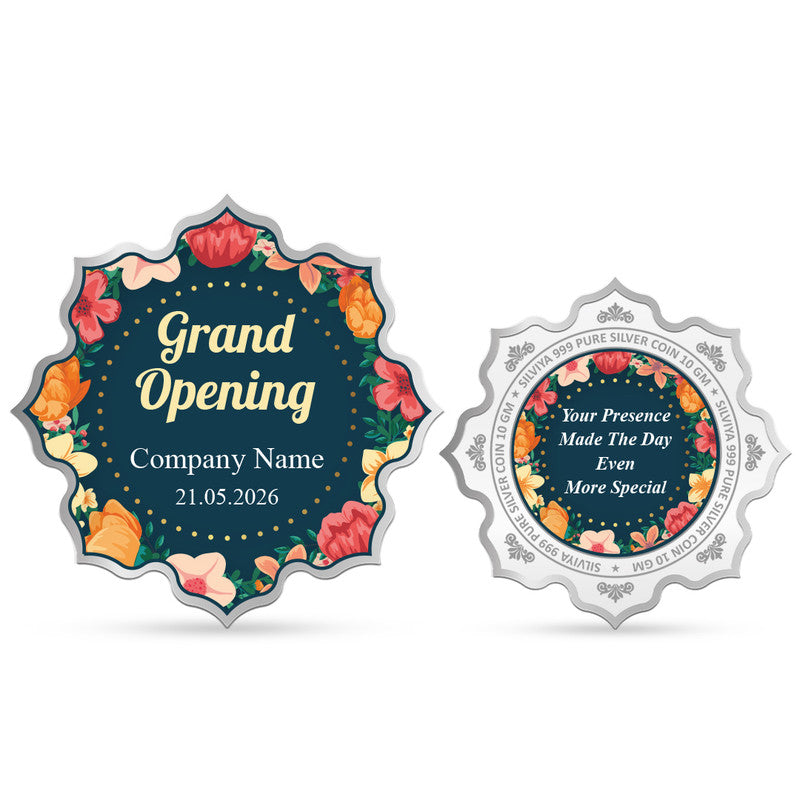 Front and Back Design of New Office Opening Personalized 999 Pure Silver Lotus Coin