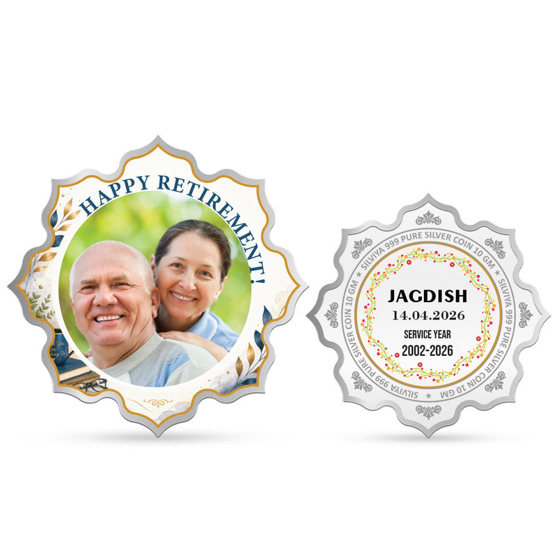 Front and Back Design of Office Retirement Personalized 999 Pure Silver Lotus Coin