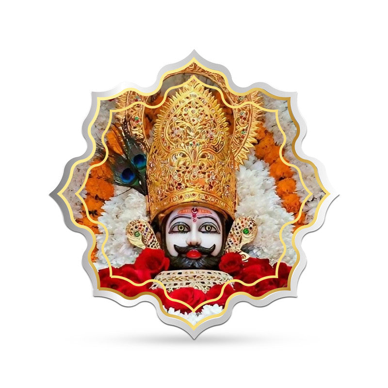 Pure Silver Lotus-Shaped Coin Featuring Baba Khatu Shyam Ji – Front Design Close-Up
