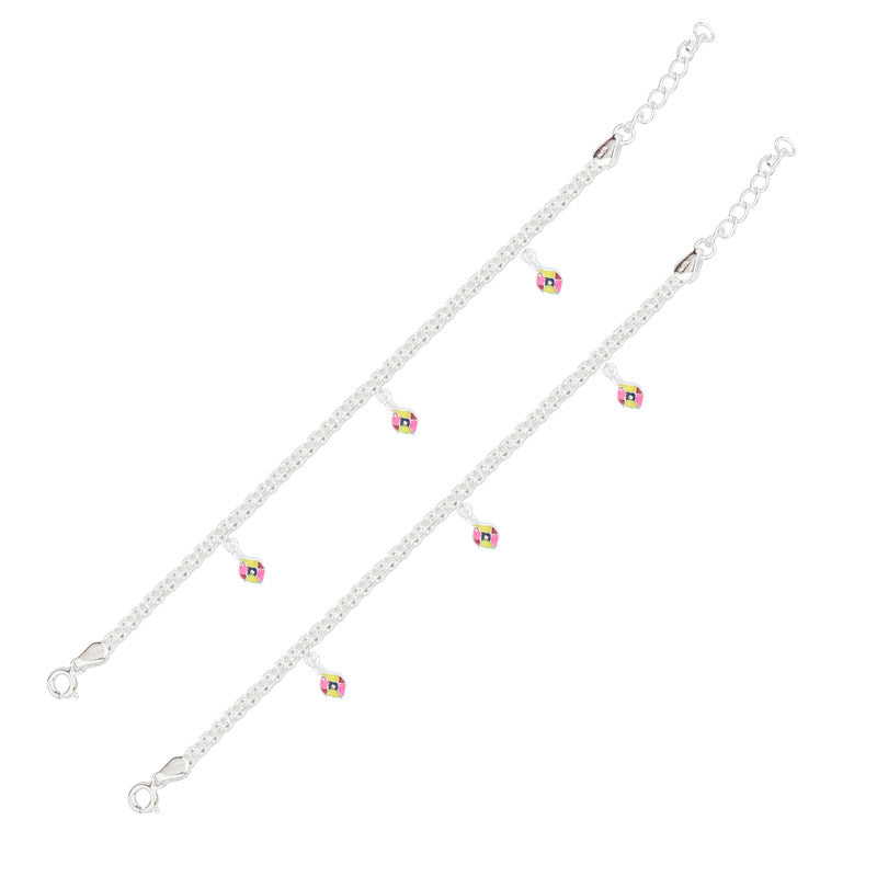 Hexagon baby anklet photographed on plain white background