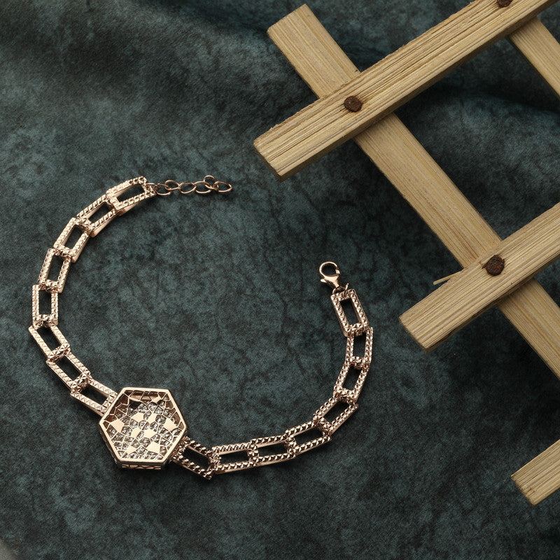 Hexagon Link Chain Bracelet – Stylish 925 Silver Jewellery for Diwali, Anniversary & Special Festive Gifting"