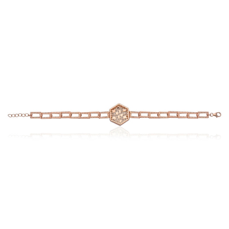 Hexagon Link Chain Bracelet – Stylish 925 Silver Jewellery White image