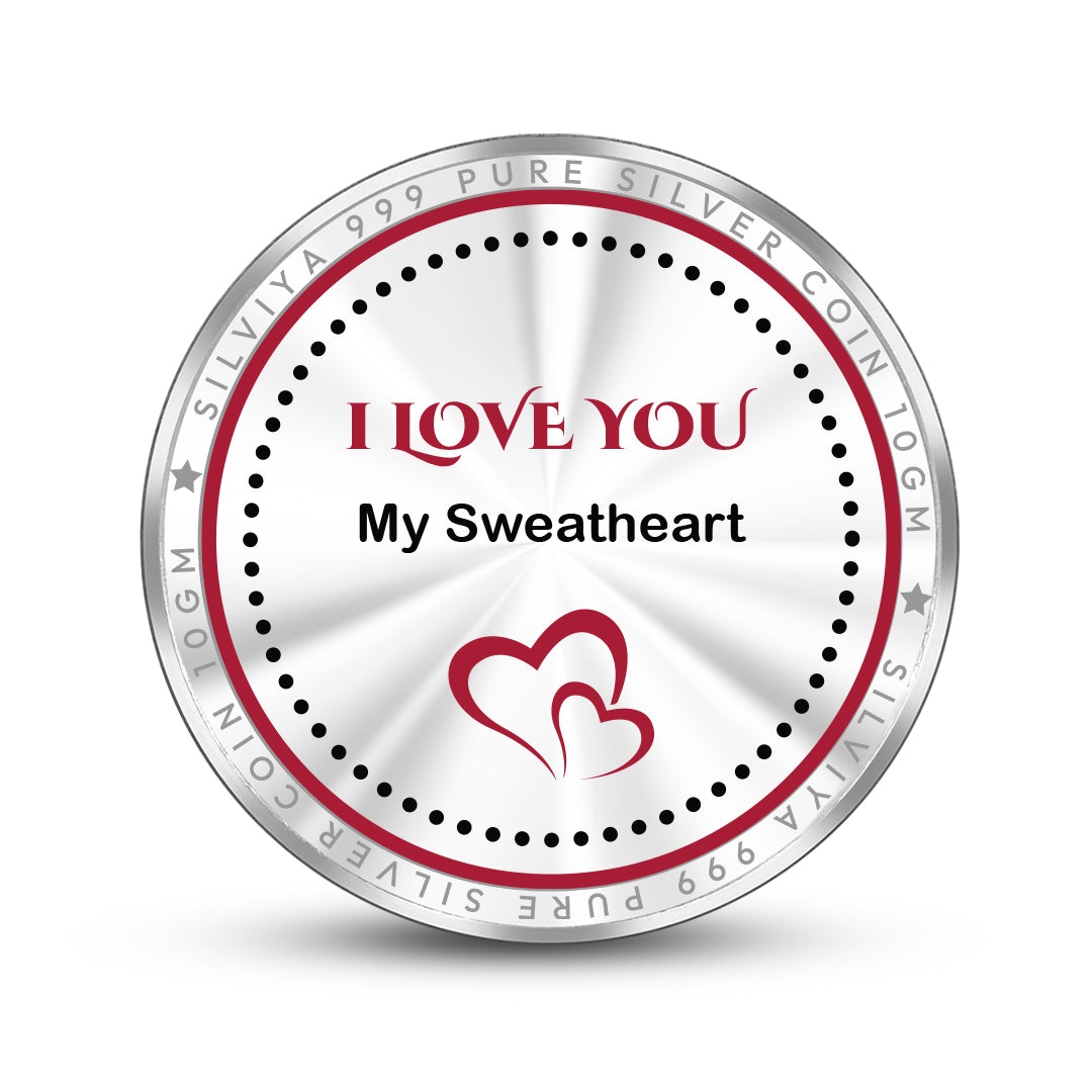 I Love You My Sweetheart 999 Pure Silver Coin with Heart Design
