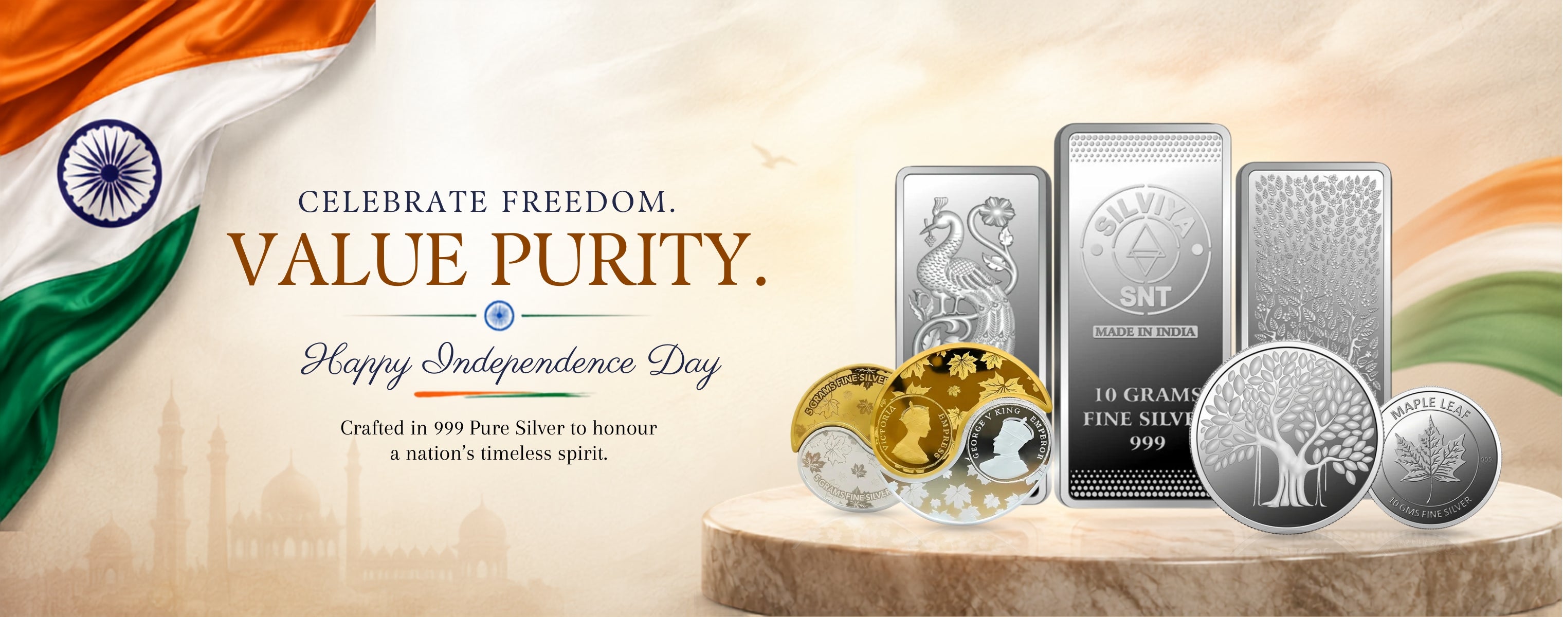 Independence day banner 999 PURE SILVER