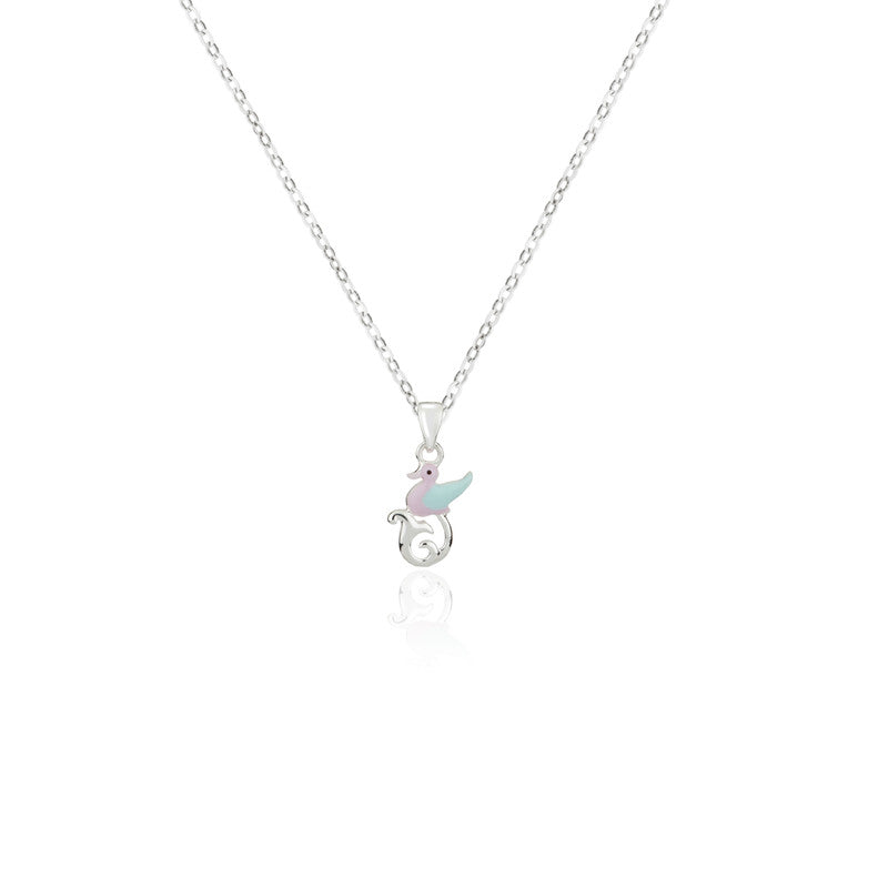 Kids Duck Pendant Necklace in 925 Silver with Cute Yellow Enamel Design